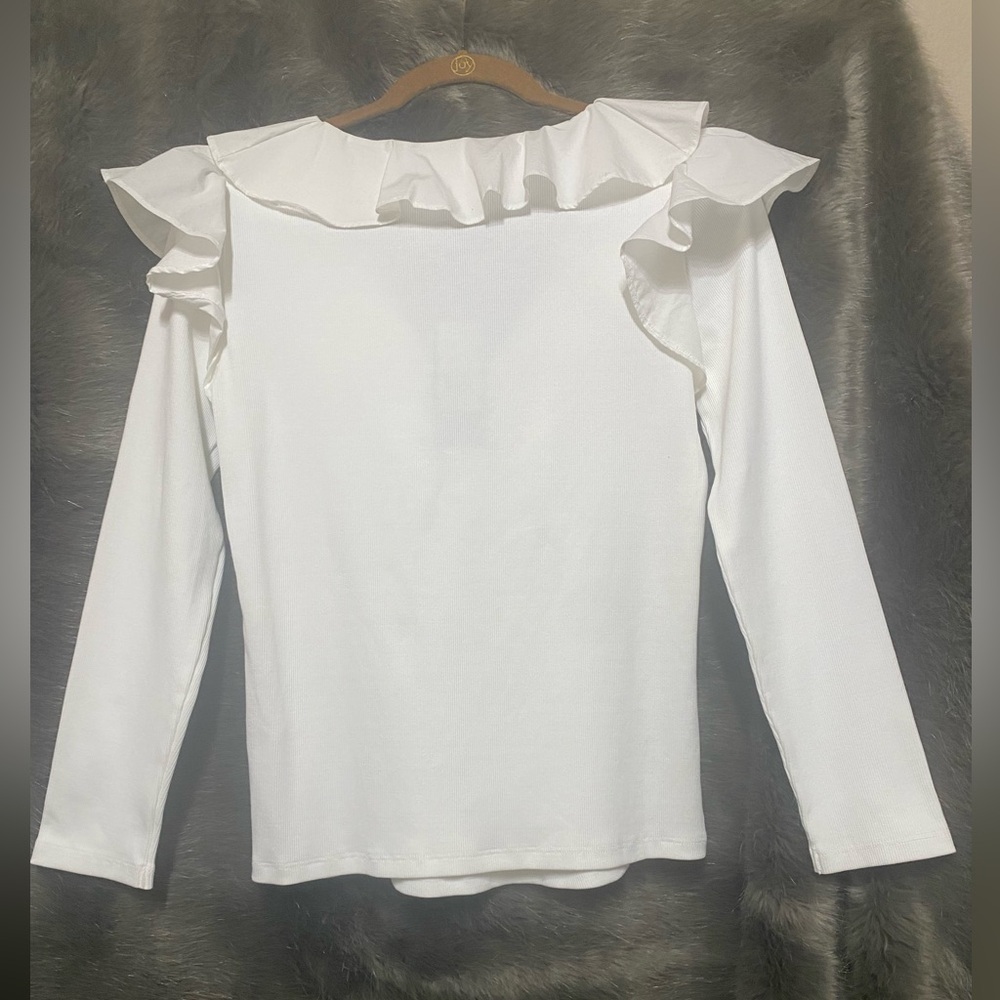 ⭐️NWT⭐️ Veronica Beard Strata Ruffled V-Neck, Size S - Picture 12 of 13